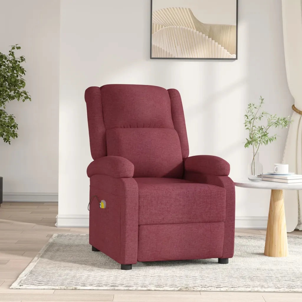 Poltrona Massaggiante Elettrica Rosso Vino in Tessuto 3098362