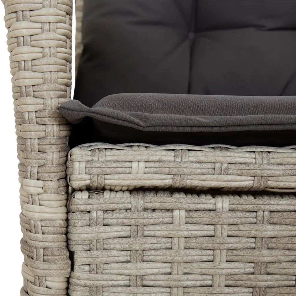 Set Pranzo da Giardino 5pz con Cuscini Grigio Chiaro Polyrattan