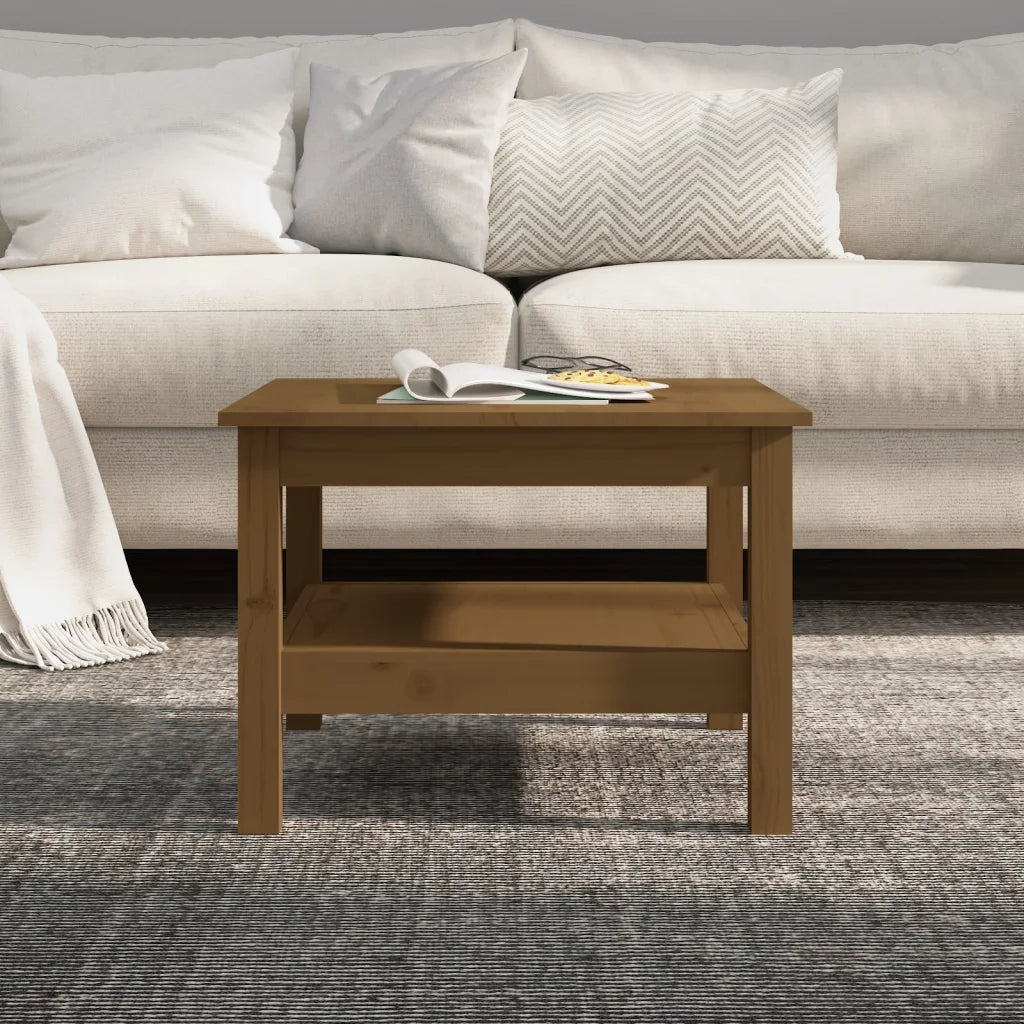Tavolino da Salotto ambra 55x55x40 cm Legno Massello di Pino 814272