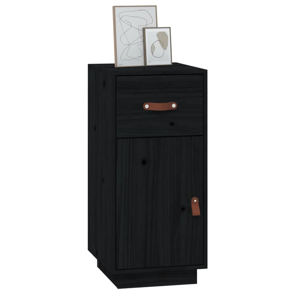 Credenza Nera 34x40x75 cm in Legno Massello di Pino 820126