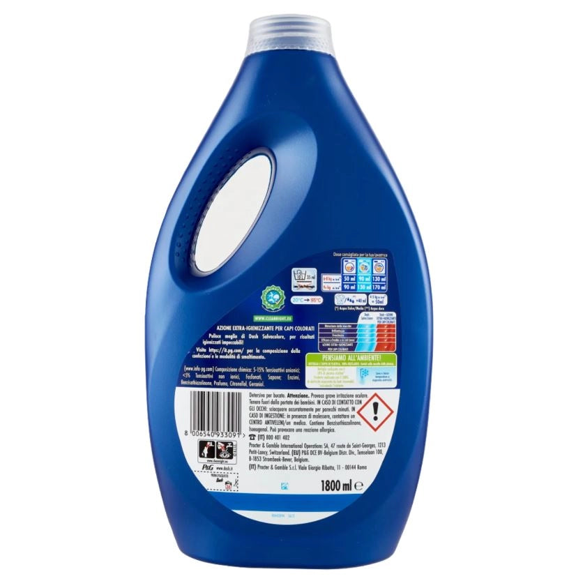DASH DETERSIVO LIQUIDO POWER COLORATI 36 LAVAGGI AZIONE IGIENIZZANTE ML 1800