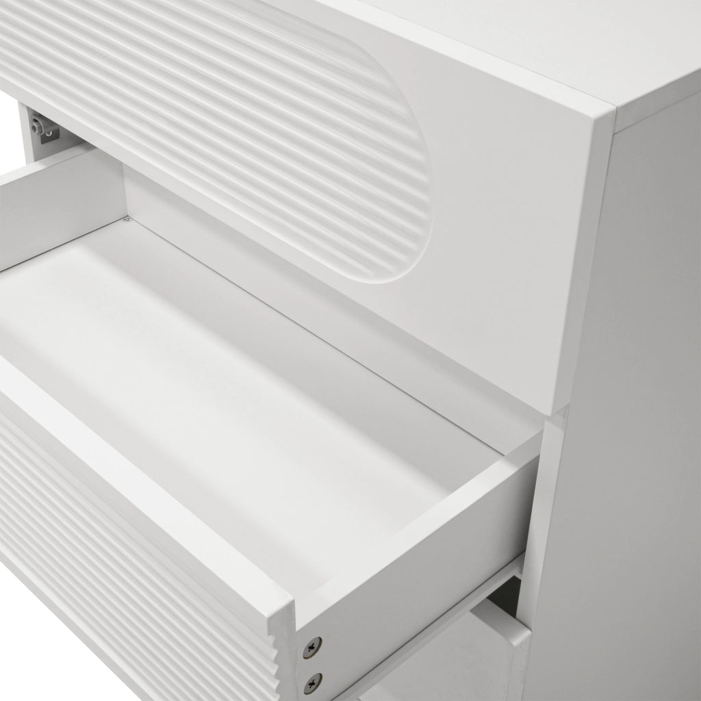 OKWISH Comò Contenitore con 4 Cassetti a Estrazione Totale Frontali Lucidi per Camera Ufficio Soggiorno 60 x 38.5 x 85 cm
