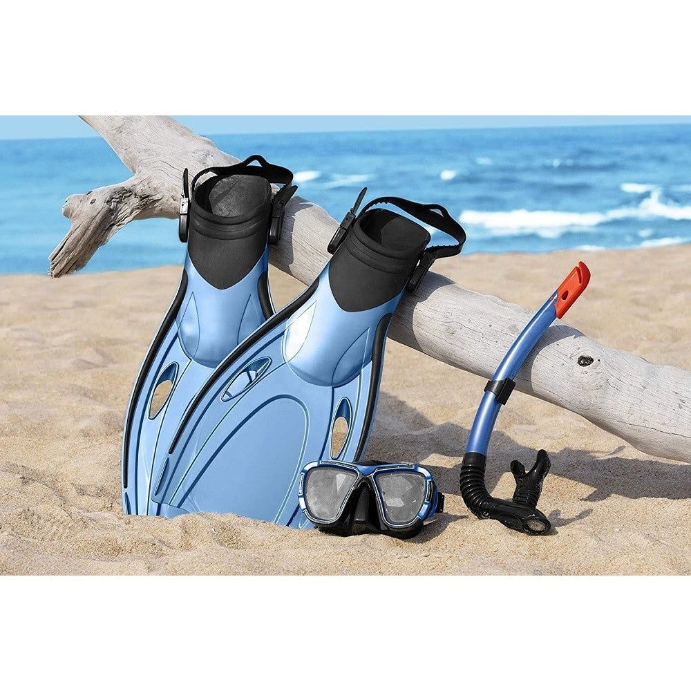 Trade Shop - Set Maschera Boccaglio Pinne Da Snorkeling Blacksea Per Adulti Immersioni 25045 -