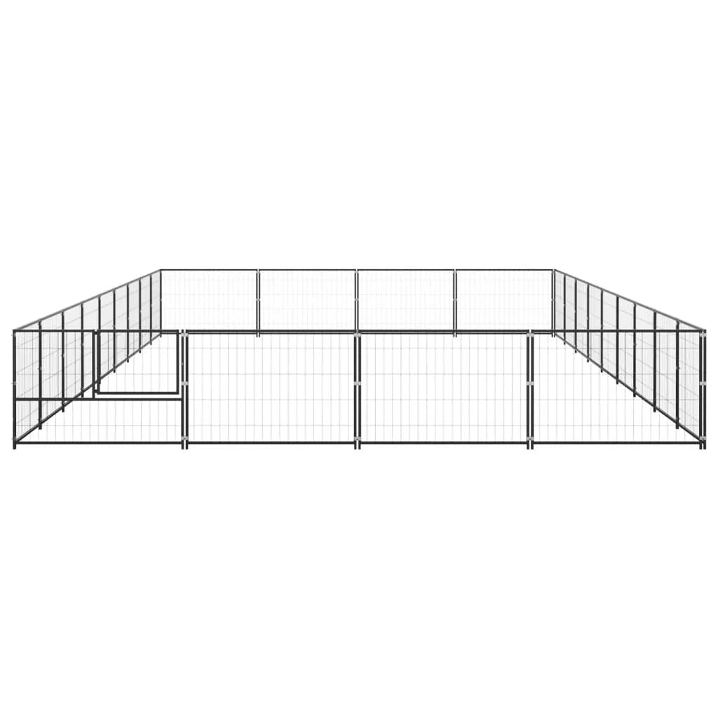 Recinto per animali da esterno per cani recinto per animali nero 36 m² acciaio 02_0000527
