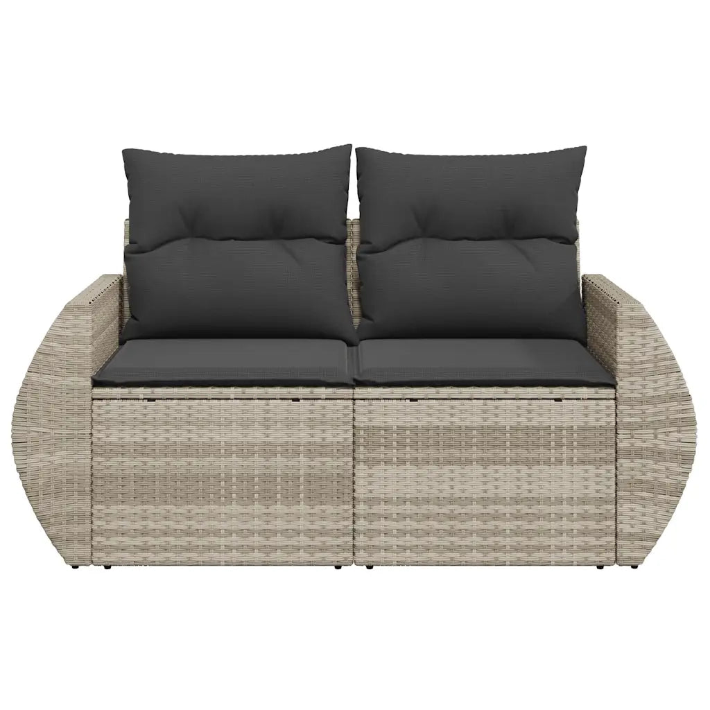 Divano da Giardino con Cuscini 2 Posti Grigio Chiaro Polyrattan 366197