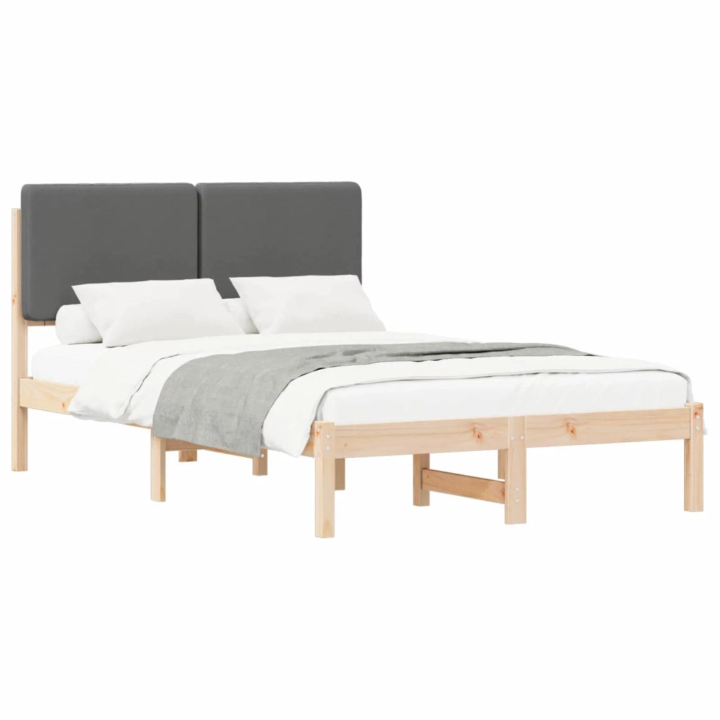 Letto con Testiera Rivestita Grigio scuro 135 x 190 cm 877920