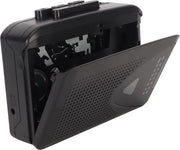Cassettespeler portatile, radio FM-AM retro walkman con altoparlante e ingresso auricolare, convertitore cassetta in MP3, registratore di cassette per viaggi, sport (nero)