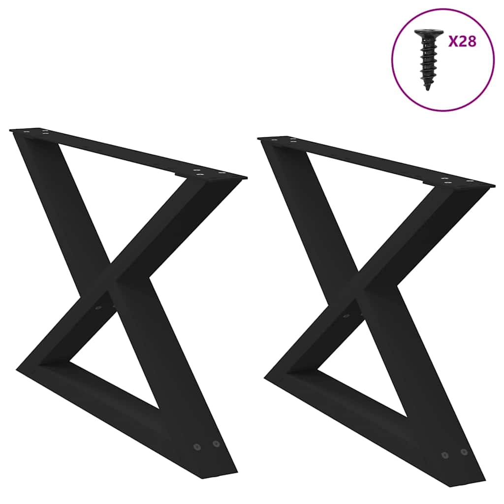 Set di 2 eleganti gambe per tavolino da caffè nere 70 x 42-43,3 cm acciaio verniciato a polvere 02_0056998