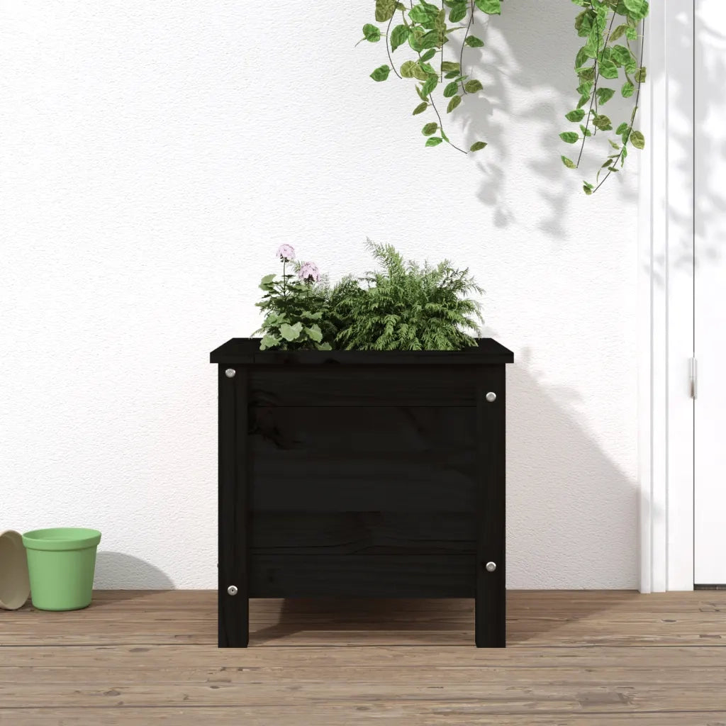 Fioriera da Giardino Nera 40x40x39 cm Legno Massello di Pino 825251