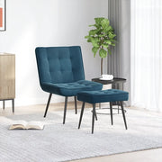 Divano Sedia-Poltrona Relax con Poggiapiedi Blu in Velluto 232368