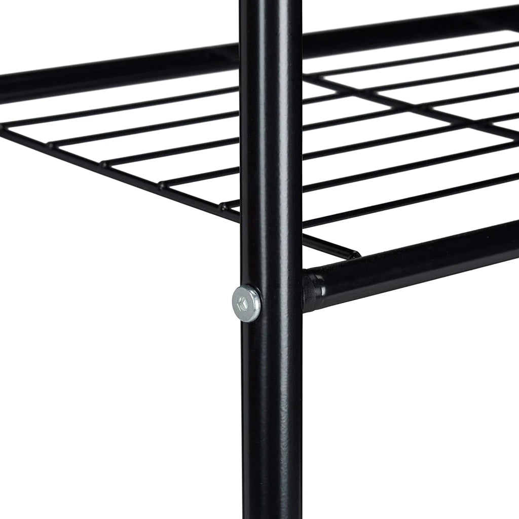 Appendiabiti con asta appendiabiti vano portascarpe e portastivali 2 scomparti 60 cm metallo nero 13_0002134