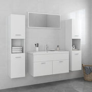 Set Mobili da Bagno Bianco in Legno Multistrato 3071243