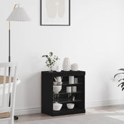 Sideboard con luci LED in rovere nero 60,5x37x67 cm