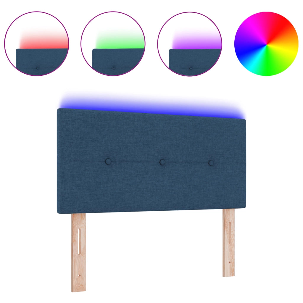 Testata LED  con bottoni trapuntati Blu 90 cm in tessuto