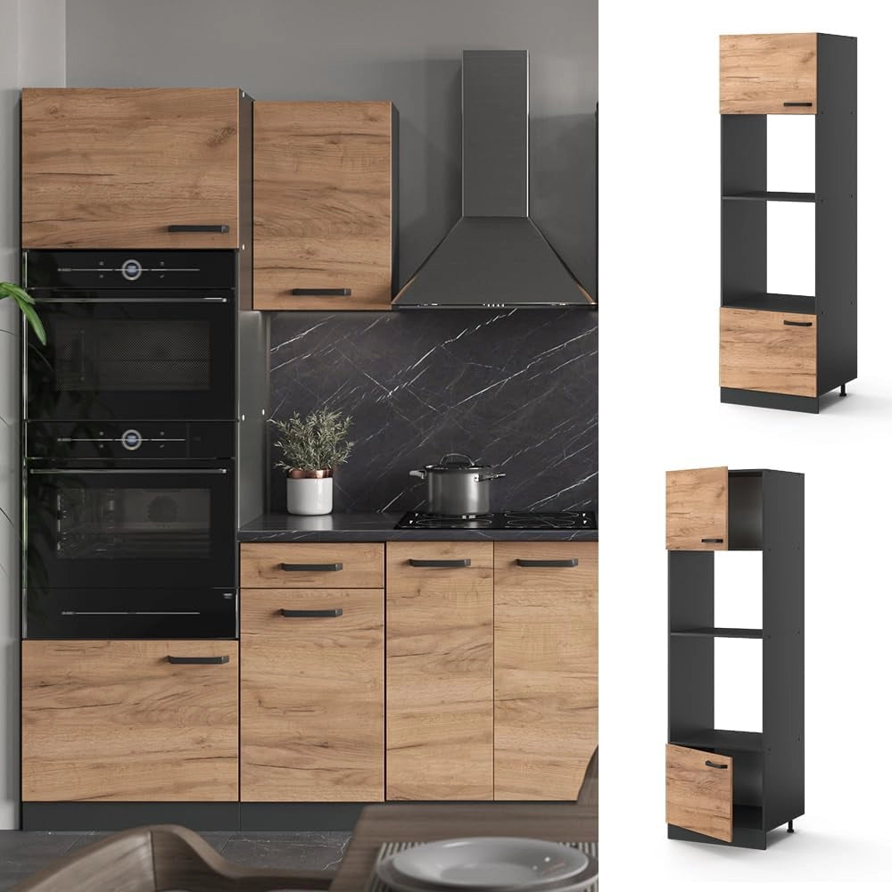 Mobile cucina microonde R-Line, Quercia dorata, 60 cm, per la libera combinazione all'interno di sistemi cucina modulari