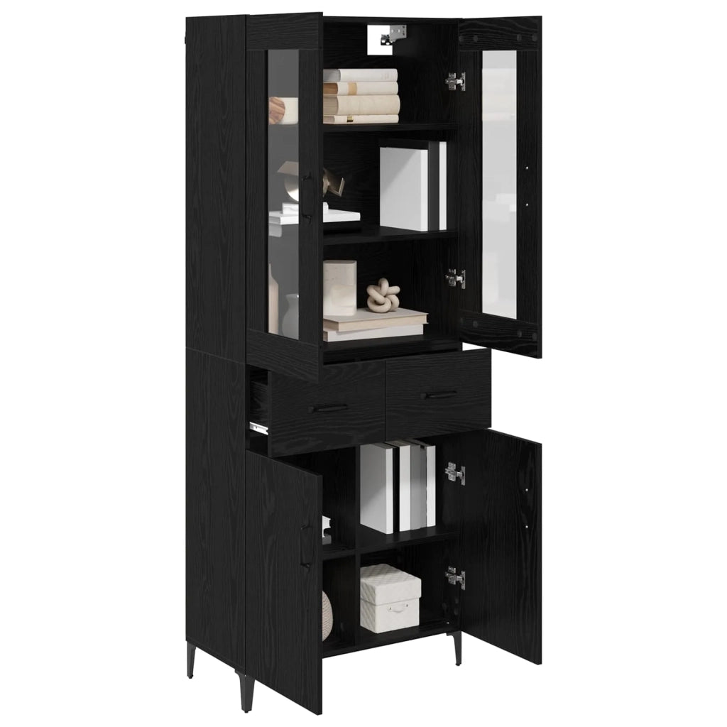 Credenza | Madia | Buffet da pranzo | Armadio da pranzo Rovere Nero 69,5 x 34 x 180 cm Legno multistrato