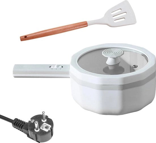 Mini pentola elettrica con coperchio 15 l - pentola portatile - superficie antiaderente - pentola elettrica a vapore - multicooker - riscaldamento rapido elettrico 350/700 W - bianco .