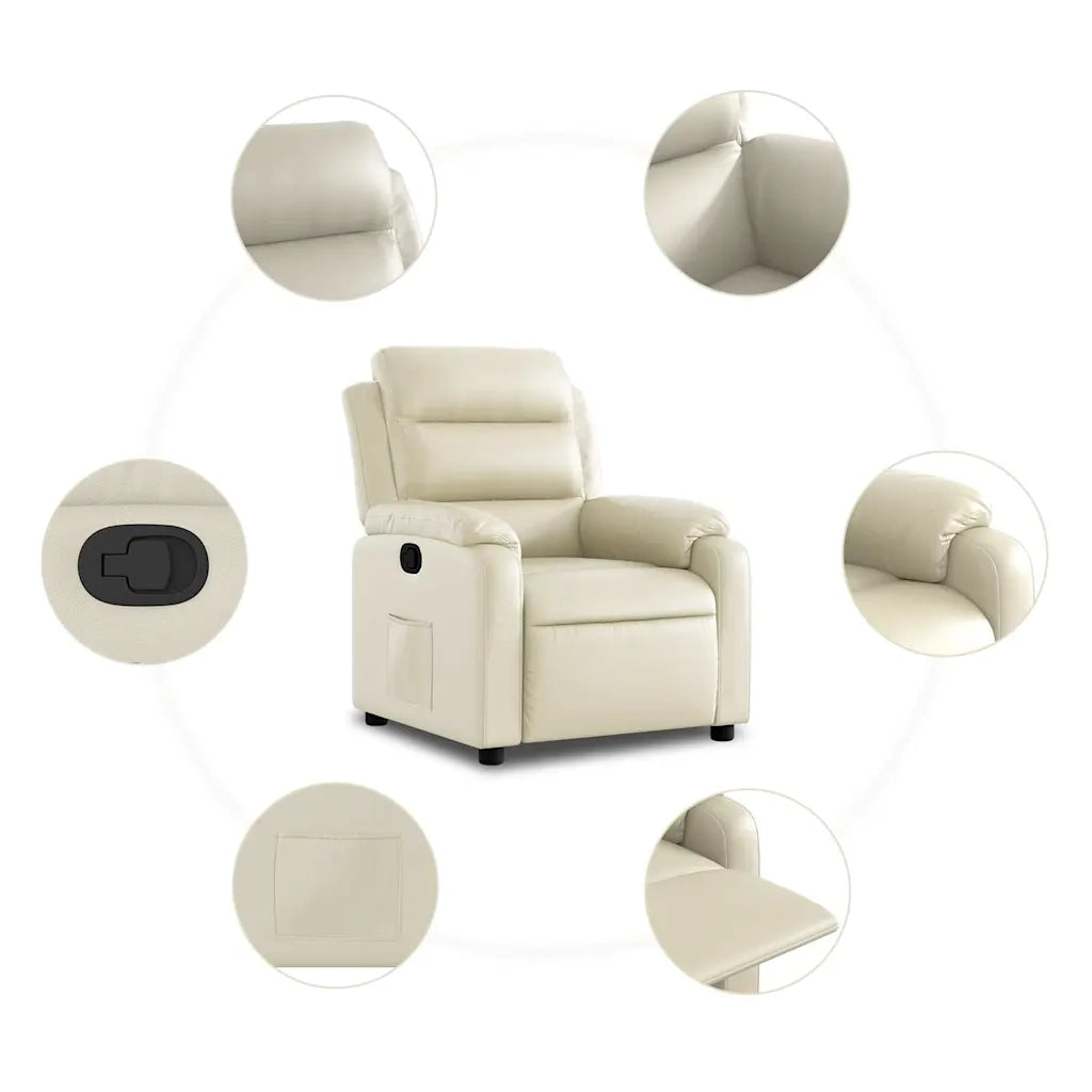 Divano Sedia-Poltrona Reclinabile Crema in Similpelle 613021
