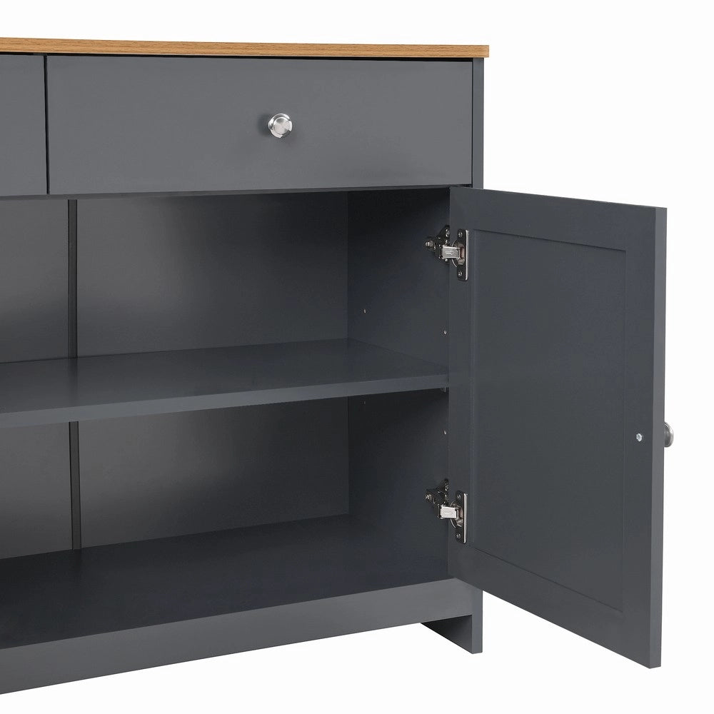 Consolle con ante e cassetti ¨C Minimal ¨C grigio nero rovere multistrato