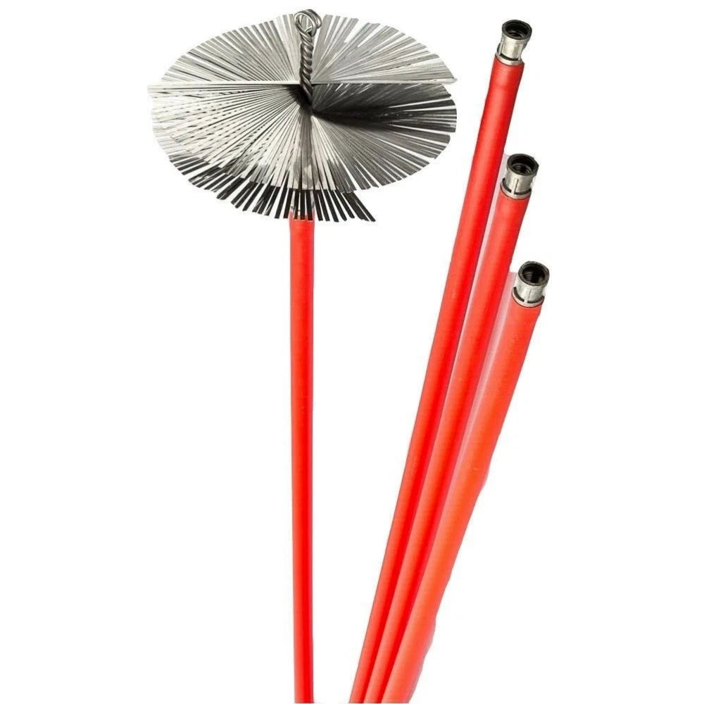 SPAZZACAMINO KIT COMPOSTO DA 5 ASTE + SCOVOLO Ø 40 CM