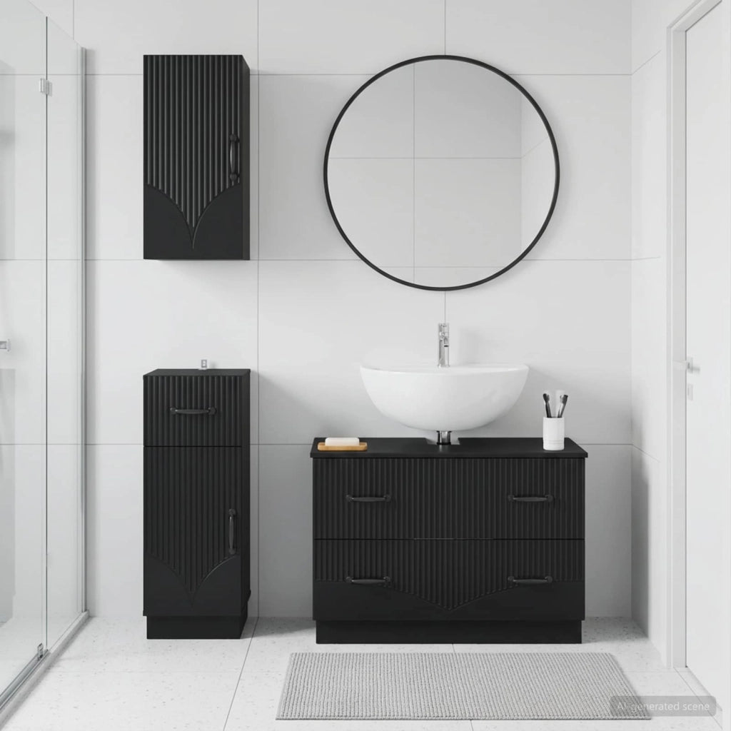 Set di armadietti da bagno in 3 pezzi HOORN Nero 3417793