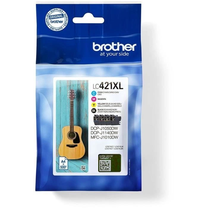 4 cartucce d'inchiostro LC421XLVAL - BROTHER - Nero, Ciano, Magenta e Giallo 500 pagine - Per DCP-J1050DW, MFC-J1010DW e DCP-J1140DW