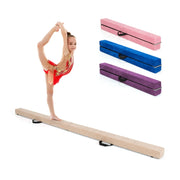 Trave di equilibrio pieghevole 210 x 10 x 7,5 cm per ginnastica a terra portatile in pelle scamosciata marrone con superficie antiscivolo 20_0018818