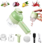 Mulinello per Verdure - Trasformatore di Verdure Elettrico - Mini Blender Elettrico - Trasformatore di Verdure - Tritacarne per Cibo - Design Ergonomico - Mulinello per Verdure Portatile 4-in-1 Elettrico - Verde