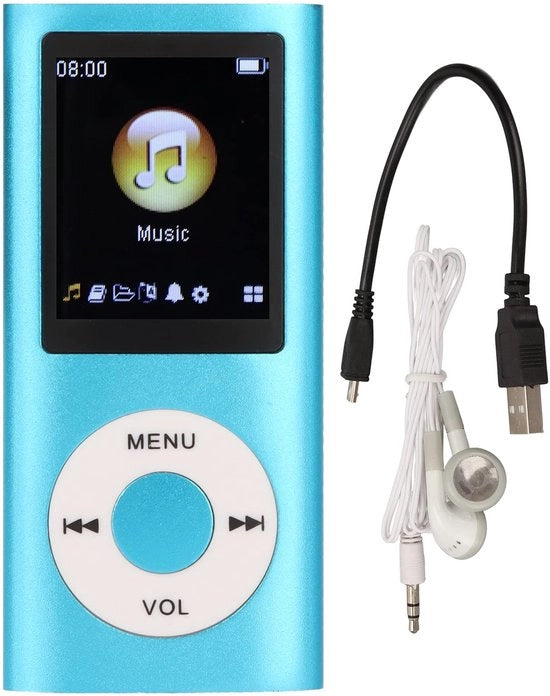 Cronaca d'Oro - 64 GB Riproduttore MP3 - Altoparlante portatile - Blu - Qualità audio senza perdita - Adatto per bambini e studenti