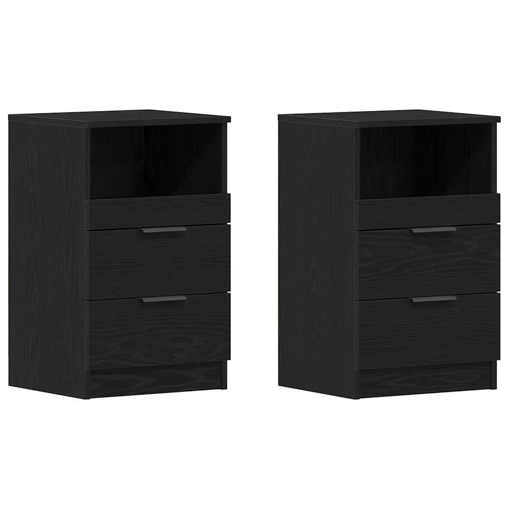 Armadio da Notte con cassetto 2 pcs Rovere Nero 40 x 35 x 65 cm 862742