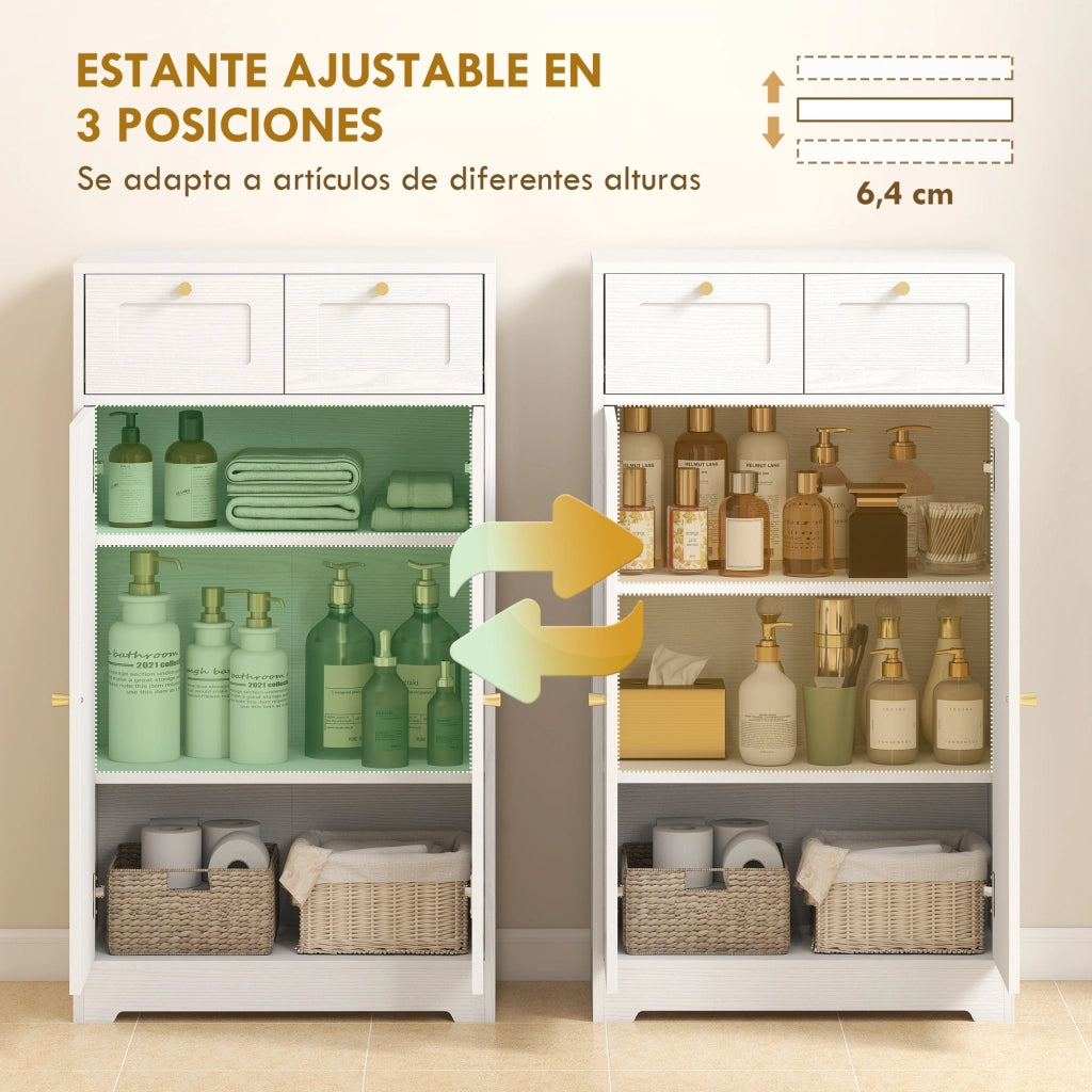 Mobile Bagno Stretto con 2 Cassetti e Anta ¨C Minimal ¨C Bianco 60x30x108 cm