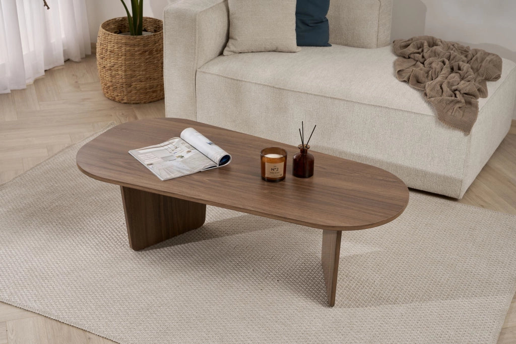 Tavolino da caffè in legno "Ovalis" - 130 x 65 x 40 cm - Noce