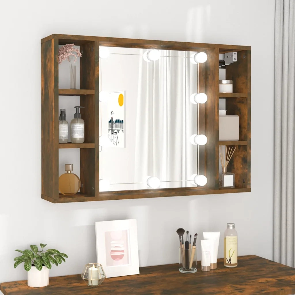 Mobile a Specchio con LED Rovere Fumo 76x15x55 cm CFW1917499