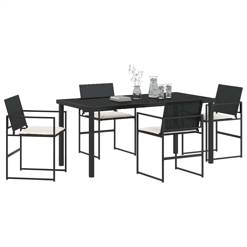 Set da Pranzo per Giardino 5 pcs Nero