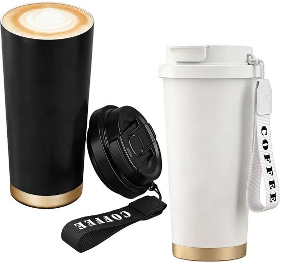 Bibita Calda - Tazza Termica 530 ml - Liscia - Isolata - Biberon per Auto - Doppio Strato Acciaio Inossidabile 316 - 4 ore caldo/8 ore freddo - Tazza Isolante Termica