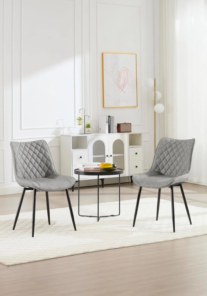 set di 2 sedie cucina moderne sedie imbottite Adatte per Sala da Pranzo, Soggiorno, Camera da Letto Estetica in Ecopelle Grigio Metallo BH210gr-2