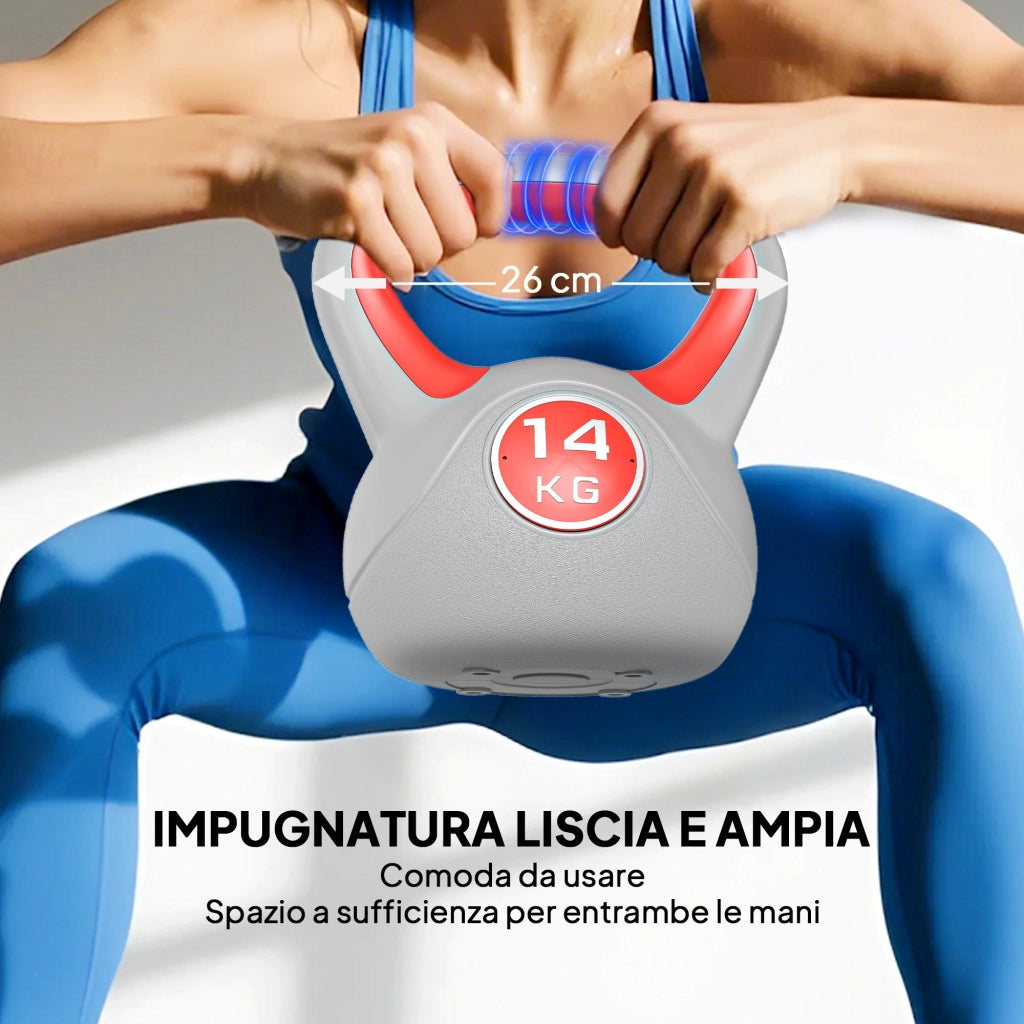 Kettlebell 14kg ¨C zephmum ¨C Rosso, PU Sabbia, 26x18x32 cm