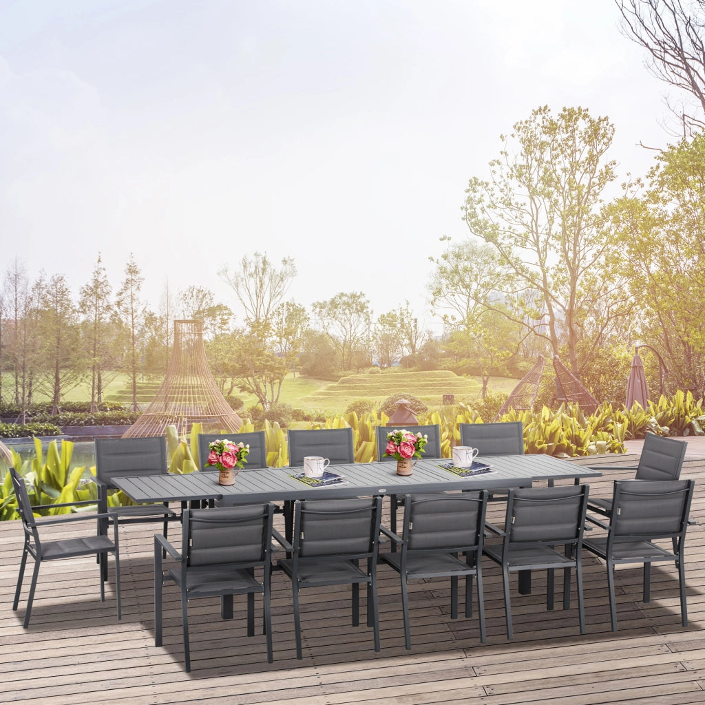 Set da giardino con tavolo allungabile e sedie ¨C zephmum ¨C grigio