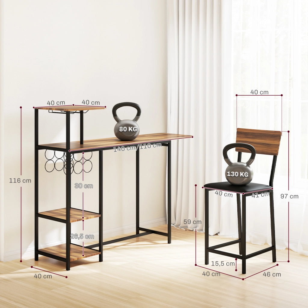 Set tavolo bar ¨C zephmum ¨C marrone, legno, metallo