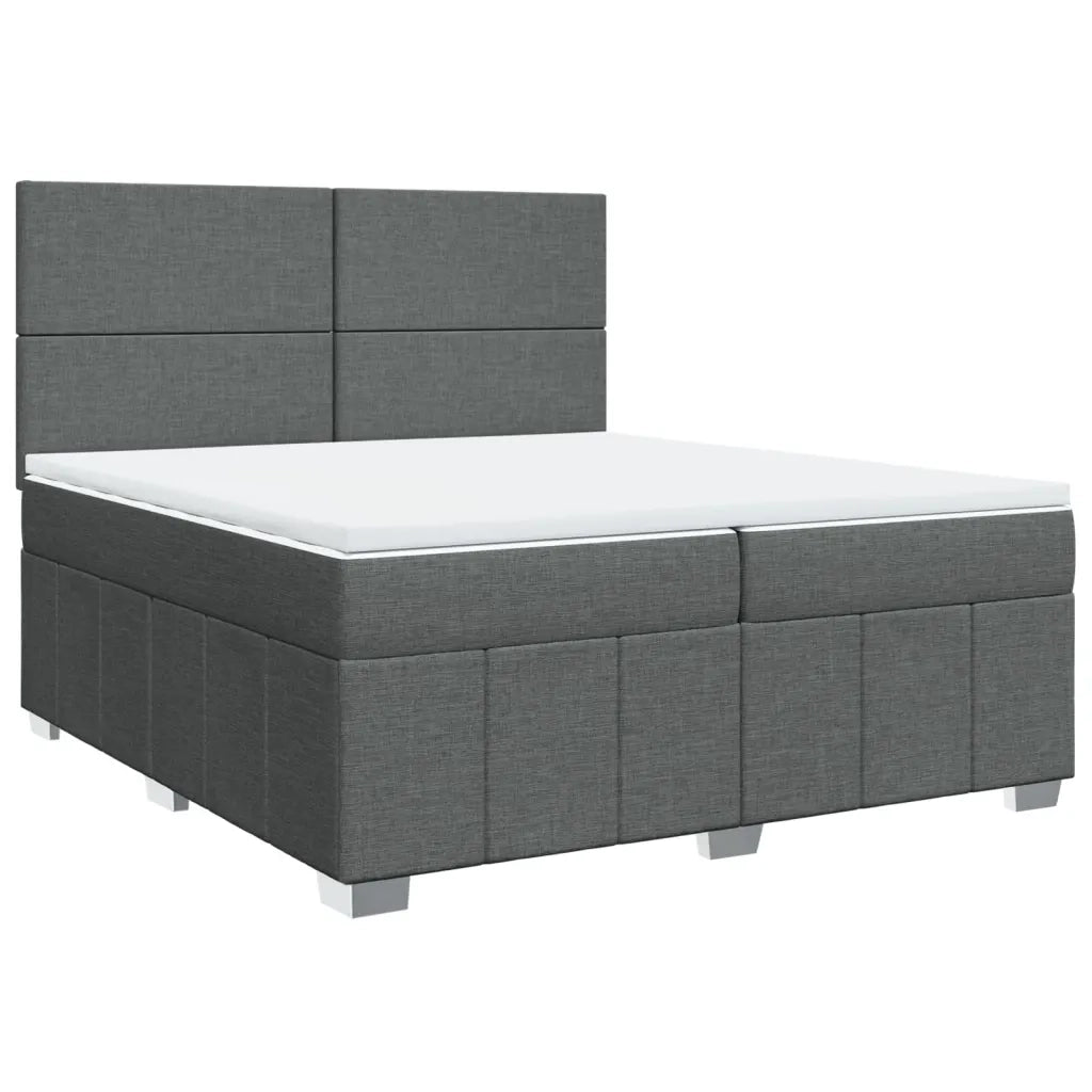 Giroletto a Molle con Materasso Grigio Scuro 200x200 cm Tessuto