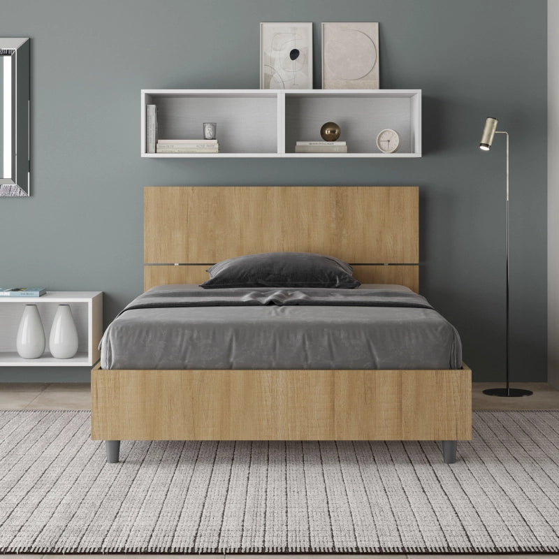 Letto 1 piazza e mezza 120x190 cm testata dritta Demas - Senza rete,Quercia Natura