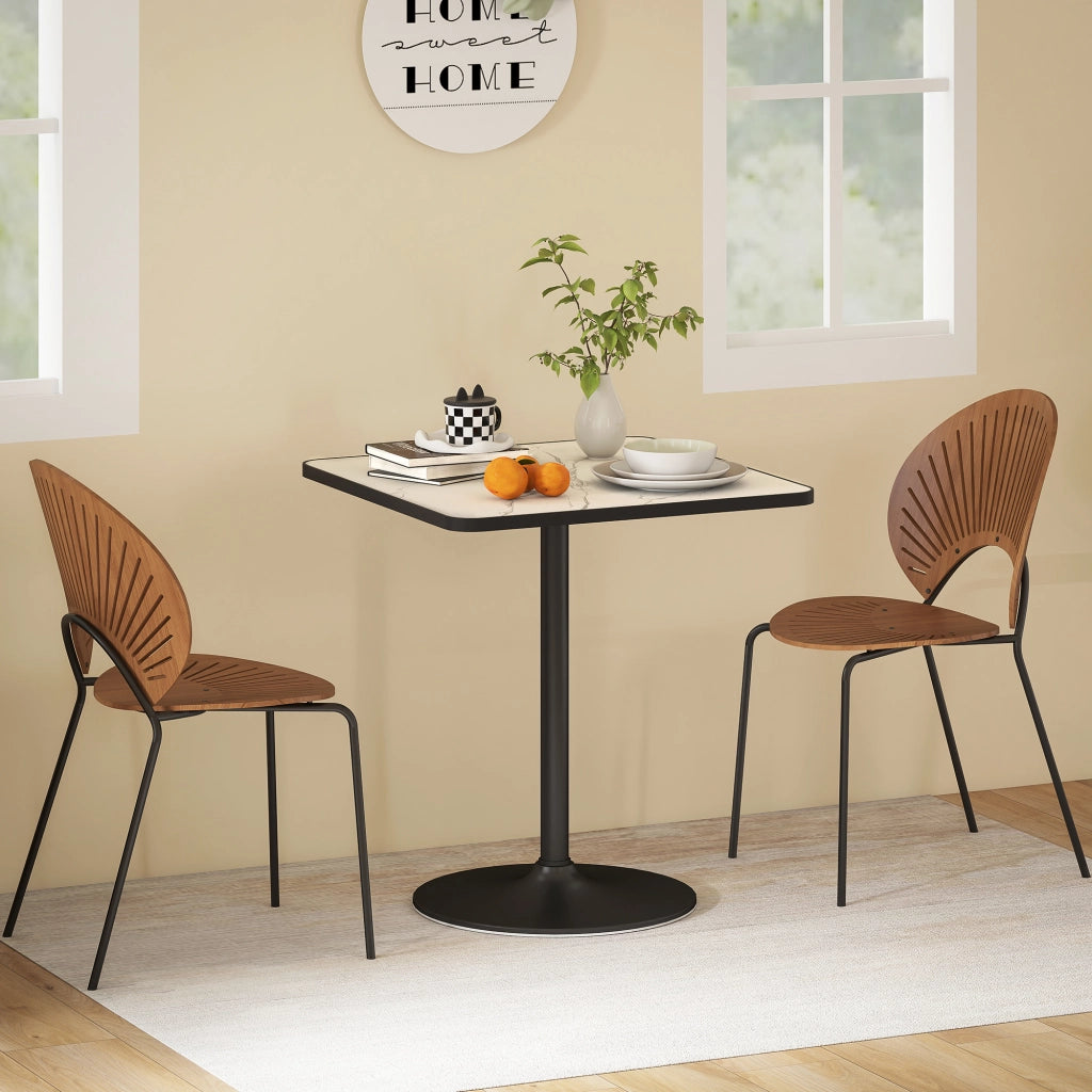 Tavolo da pranzo per 4 persone ¨C zephmum ¨C bianco, effetto marmo, 70x70 cm