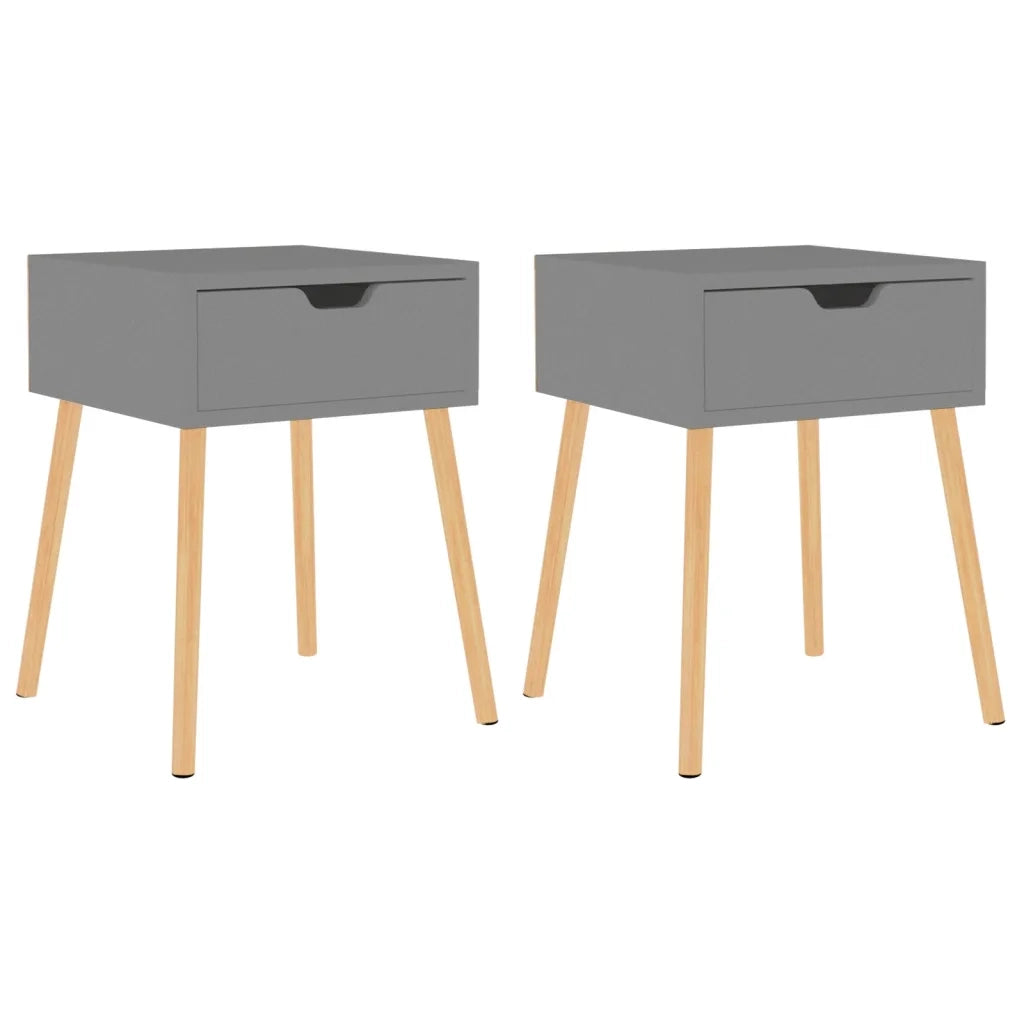 Comodini 2 pz-Set di 2 Tavolino da notte Grigi 40x40x56 cm in Legno Multistrato