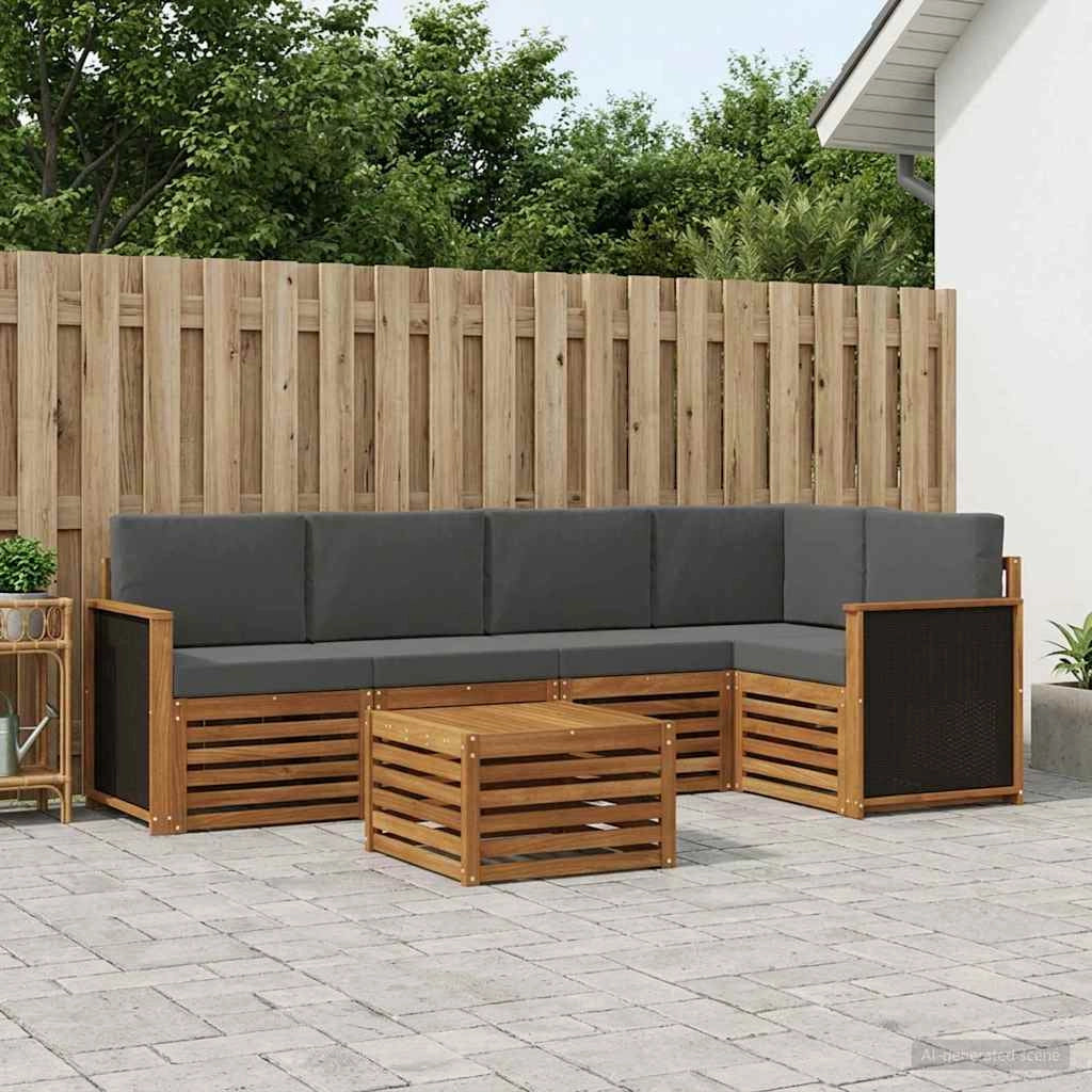 Set di divani da esterno 5 pz Naturale e Antracite 3384373