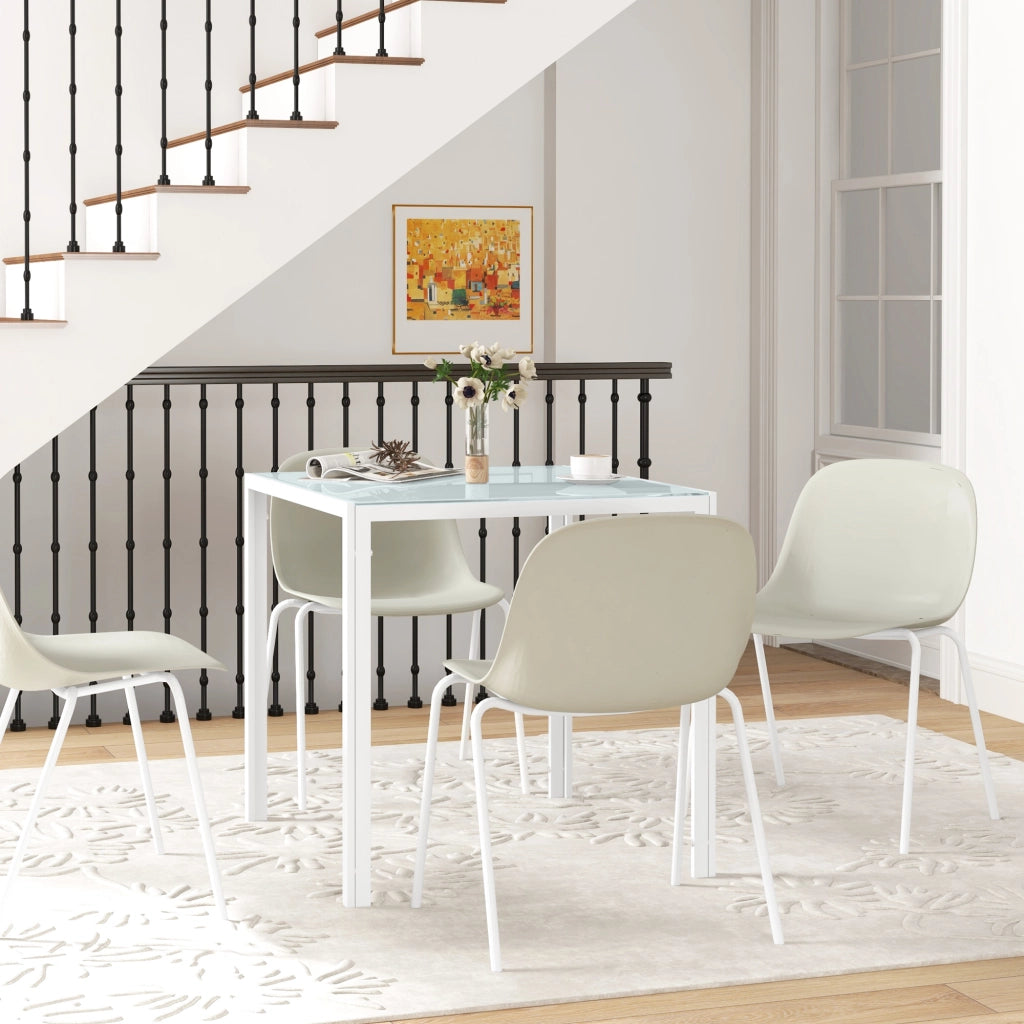 Tavolo da pranzo quadrato per 4 persone ¨C zephmum ¨C vetro temperato bianco 75x75x75 cm