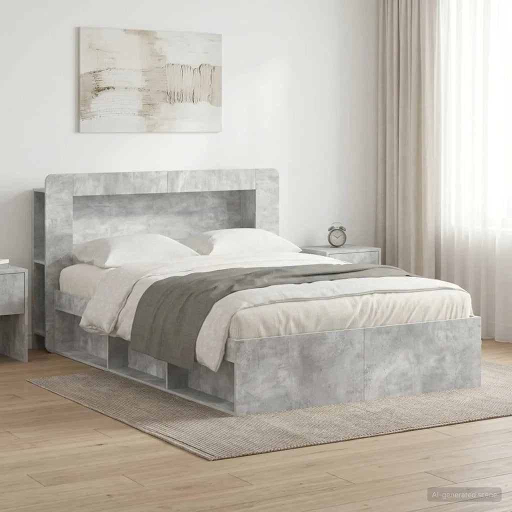 Telaio del letto con storage Grigio Cemento 140 x 190 cm
