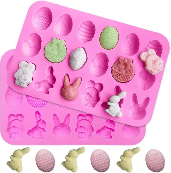 Forme di silicone per torte di Pasqua - 2 pezzi - Uovo di Pasqua e Cocomero di Pasqua - Forma per biscotti, cioccolato, torte e candele - Fatto a mano - Accessori da forno festivi
