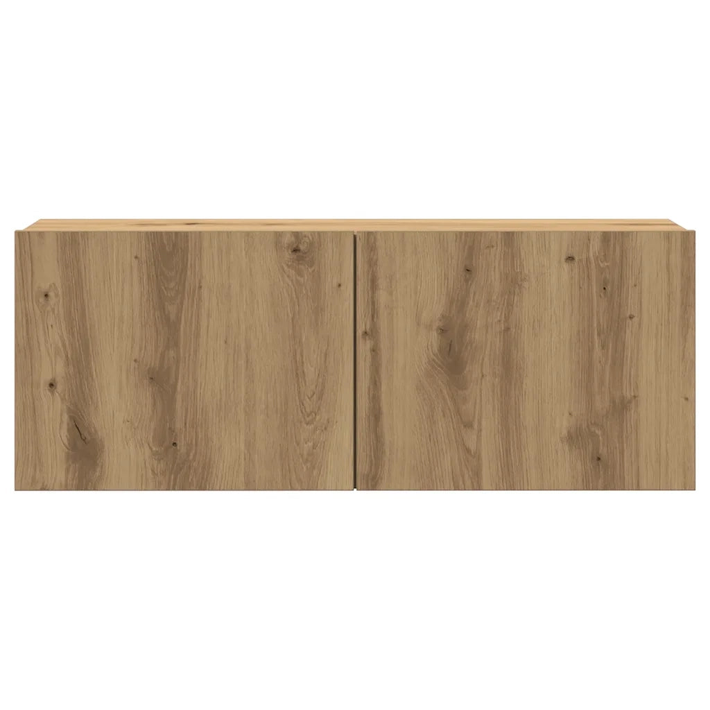 Set Mobile TV 7 pz Montato a Parete Rovere in Legno Multistrato