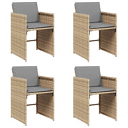 Sedie da Giardino con Cuscini 4 pz | Sedie da Esterno Beige Misto in Polyrattan