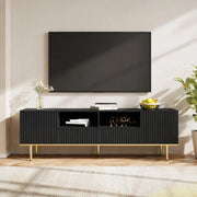 Mobile TV moderno 165 cm con 2 ante; 2 cassetti e dettagli oro; nero